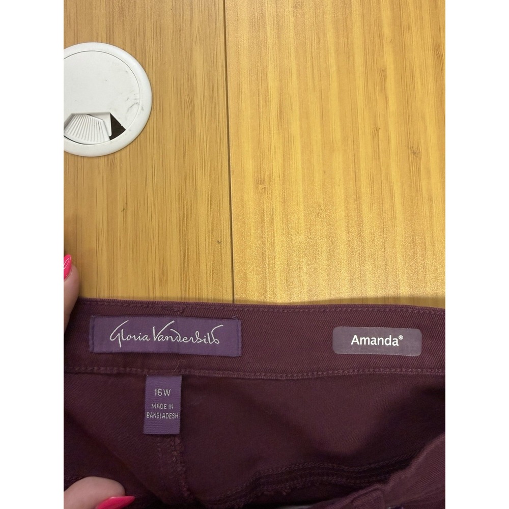 Gloria Vanderbilt Amanda Straight Leg Slimming Jeans Burgundy Womens 16W NWT - Picture 3 of 4